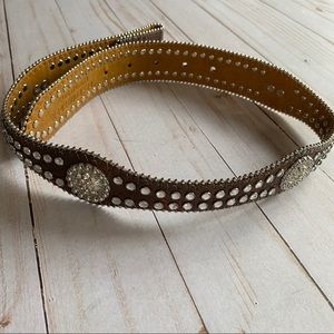 Nocona Leather & Rhinestone Studded Belt